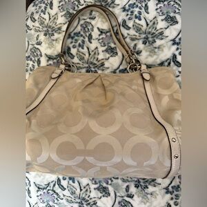 Coach Alexandra Opt Art Tan Signature Canvas Shoulder Bag